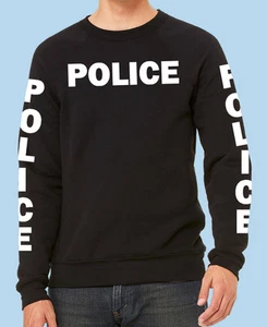 Sudadera Police Cuello Redondo, Negocios, Profesional, Mezcla Seca Pesada, Negro Vellón - Imagen 1 de 4