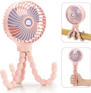 Mini Handheld Portable Pram Fan USB Battery 4000mAh Clip on Flexible Tripod - Picture 1 of 12