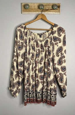 Blusa Chaps Mujer Talla Grande 3X Algodón Viscosa Paisley Foto 1 de 4