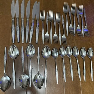 Oneida Community WOODMERE Weizen Edelstahl Besteck Set 30 Teile Portionen 6 1970’s - Bild 1 von 8