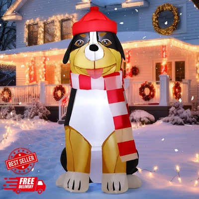 Perro de montaña bernés inflable de Navidad de 4,5 pies con LED para decoración exterior Foto 1 de 4