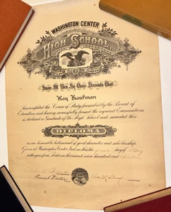 Antiguo Diploma Washington Ctr High School 1913 Kaufman Indiana 16x21" Efímero - Imagen 1 de 8