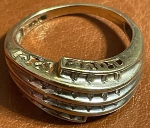 Vintage 10K GELBGOLD "LIEBE" DIAMANT BYPASS RING 10 K (2,9 GRAMM) g 22 STEINE - Bild 1 von 7