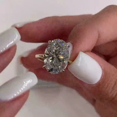 3CT Oval EF/VS1 Lab Grown Diamond Solitaire Engagement Ring 14k Yellow Gold - Image 1 of 3