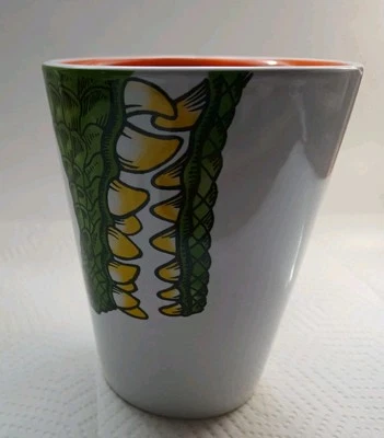 Large Dept 56 Dinasour Teeth Design 4 3/4" White Mug w/Orange Interior Handle - Image 1 of 4