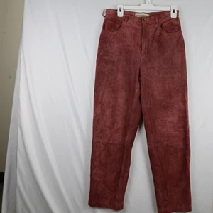 Pantaloni David Brooks donna 8 bordeaux pelle scamosciata vita alta foderati gamba dritta - Foto 1 di 13