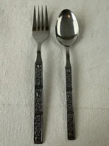 Oneida Northland SPRING FEVER 1 salad fork & 1 teaspoon KOREA stainless flatware - Picture 1 of 5