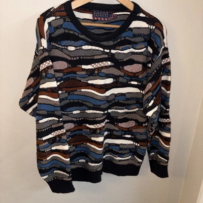 VTG Coogi Style 3D Knit Biggie Smalls Sweater Textured Knit Sz M Bill Cosby USA - Image 1 of 4