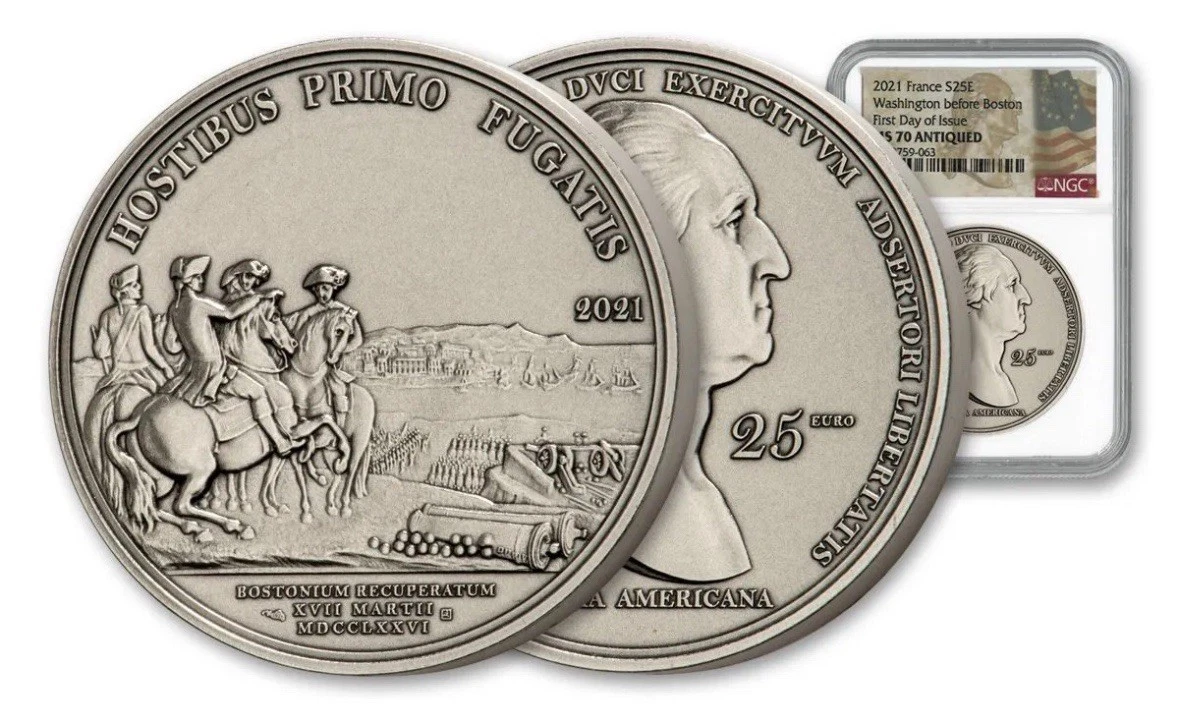 21 France 2-oz Silver Washington Before Boston High Relief