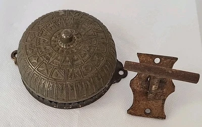 1897 Victorian/eastlake Brass/cast Iorn Mechanical Doorbell Ornate Design Works. - Image 1 of 4