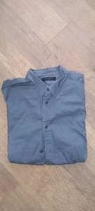Camicia All Saints uomo grande grigia con bottoni manica corta logo Ramskull - Foto 1 di 4