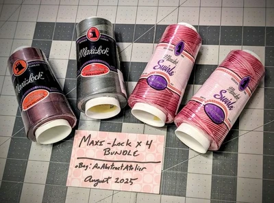 Maxi-Lock Serger/Overlock 3000yd x 4 Bundle - Steel/Boysenberry/2xSwirls-RasVan - Image 1 of 4