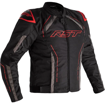 RST S1 CE Textile Waterproof Motorcycle Motorbike Jacket - Black / Grey / Red