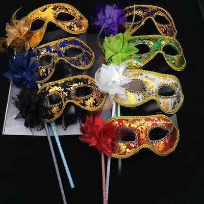 Masquerade Venetian Eye Halloween Prom On Mardi Stick Party Mask 1Pc For ~ - Image 1 of 4