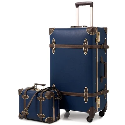 Juego de Equipaje Vintage, Maleta Retro de Cuero para Mujer de 2 Piezas, Equipaje de Viaje... Foto 1 de 4