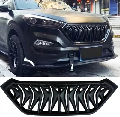 For Hyundai 2016-18 Tucson Carbon Pattern ABS Black Grill Front Radiator Grille - Image 1 of 3