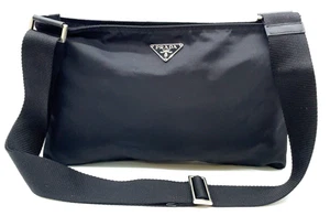 Auth Prada Triangle Logo Nylon Black Shoulder Bag i060503 - Picture 1 of 16