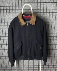 Vintage Navy&Green Wool Jacket 90s Size Medium - Picture 1 of 7