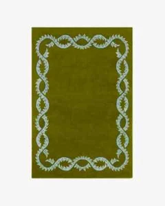 Hand Tufted Area Rug Green Color NZ Wool Handmade Modern Design For Hallway - Picture 1 of 5