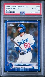 PSA 10 Mookie Betts 2022 Topps Chrome Logofractor Blue Refractor 15/150 DODGERS - Picture 1 of 2