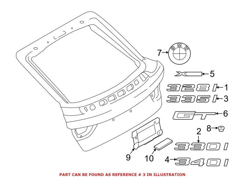 Genuine OEM Rear Hatch Emblem For BMW 335i GT xDrive 2014-2016 - Image 1 of 1