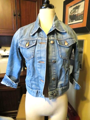 MUY BONITA Chaqueta de mezclilla corta Joe's Jeans DENIM - talla grande 3/4 slv lavado Fitzgerald Foto 1 de 4