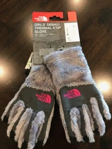 New North Face Girls Denali Thermal Etip Glove Metallic Silver NWT  - Picture 1 of 4