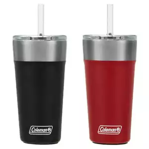 Coleman, 2-Pk Stainless Steel Tumbler w Straw + Bottle Opener (Choose Color) - Picture 1 of 9