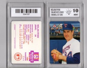 1994 Mother's Cookies Nolan Ryan Baseball #7 1990 Rangers Graded 10 Mint Diamond