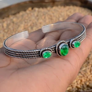 Multi Chrome Diopside Gemstone 925 Sterling Silver Bracelet Party Wear Jewelry - Picture 1 of 5