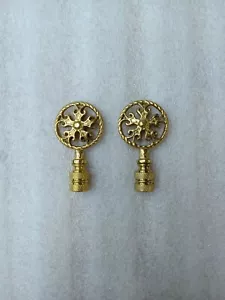 Pr. Lamp Finial Antique Brass 2 1/2" X 1 1/4" - Picture 1 of 2