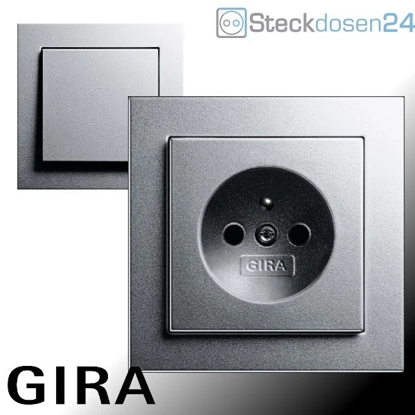 GIRA System 55 Steckdose E2 Alu Silber Steckdosen Schalter Taster System 3000  - Bild 1 von 1