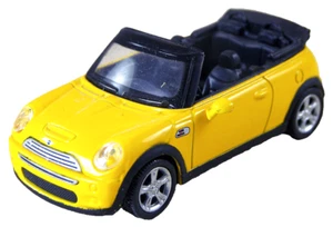 2 Yellow Mini Cooper Convertibles 1:43 Die Cast Black Interior Broken Mirrors - Picture 1 of 7