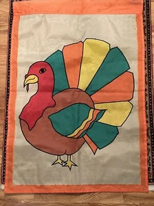 THANKSGIVING Turkey 40" Long x 28" Wide Banner or Garden Flag - Excellent Shape! - Picture 1 of 5