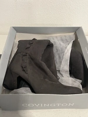 Botas altas Sears Covington con volantes y cremallera para mujer 7 tacones gris imitación gamuza Foto 1 de 4