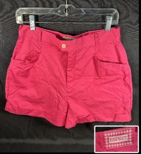 Vintage 90s Esprit Women's Shorts Size M Hot Pink High Rise Bermuda Cuffed logo - Picture 1 of 11