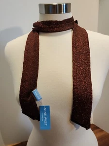 Nine West Brown Copper Metallic Thin Knit Scarf NWT - Picture 1 of 5
