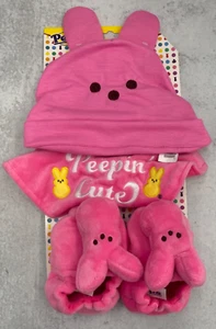 Peeps pink plush Baby Set I Baby Hat, Bib, And Booties Peepin' Cute Easter - Picture 1 of 1