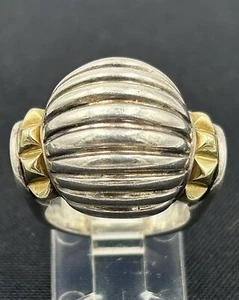 Vtg Lagos Caviar Sterling Silver Domed Ribbed Ladies Ring (Sz 5.75) - Picture 1 of 5