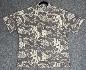 Vintage Reyn Spooner Button Down Shirt Mens Large Fish All Over Print Hawaiian - Picture 1 of 10