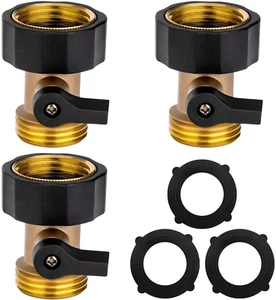 Heavy Duty Brass Shut off Valve Garden Hose Connector,3Pcs 3/4" Water Hose Singl - Picture 1 of 12