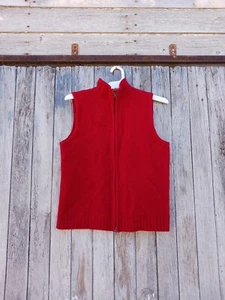Eddie Bauer Zip-Up Wool/Nylon Blend Sweater Vest Women's Sz Small Red - Picture 1 of 3
