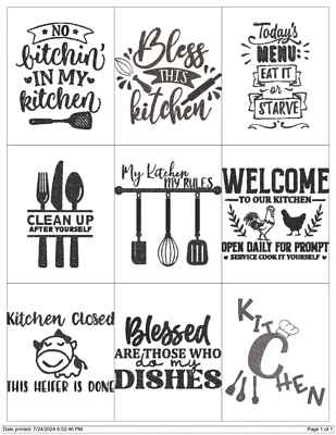 18 KITCHEN QUOTES EMBROIDERY MACHINE DESIGNS PES JEF HUS EXP DST VP3 USB - Image 1 of 4