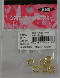BOLT RINGS 7MM ARBEE GOLD PACK OF 6 BULK 501/224 JEWELLERY FINDINGS 60 RINGS - Picture 1 of 2