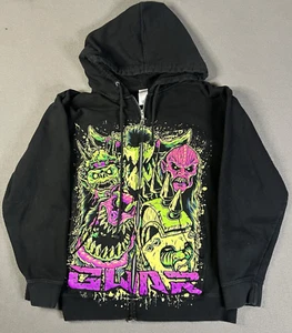 GWAR Faces Black Hoodie Full Zip Jacket Size Medium AOP Graphic Metal Music - Picture 1 of 8
