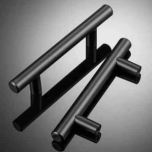 127mm Cupboard Handles 76mm holes Matte Black, T bar Drawer Cabinet Pulls - Picture 1 of 6