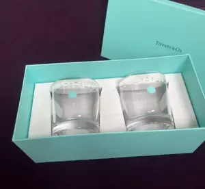 Tiffany & Co. Pair Clear Glass Swing OF Rock W/ Blue Box Gift From Japan - Picture 1 of 9