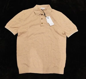 NWT REISS Wilkie polo beige SS cotton shirt sweater shirt Men's S SMALL $135 - Picture 1 of 1