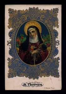 santino incisione 1800 S.TERESA D'AVILA dip. a mano KOPPE - Imagen 1 de 1