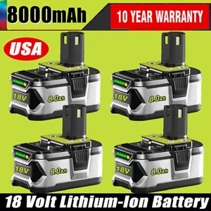 2-4PCS 8.0Ah Lithium Battery For RYOBI P108 18V High Capacity P109 P190 Battery - Picture 1 of 13
